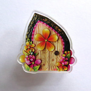 SMALL ACRYLIC Charm NOT CLAY please read description, Orange Flower Fairy Door Needle Minder, Magnet Cross Stitch Sewing Notion