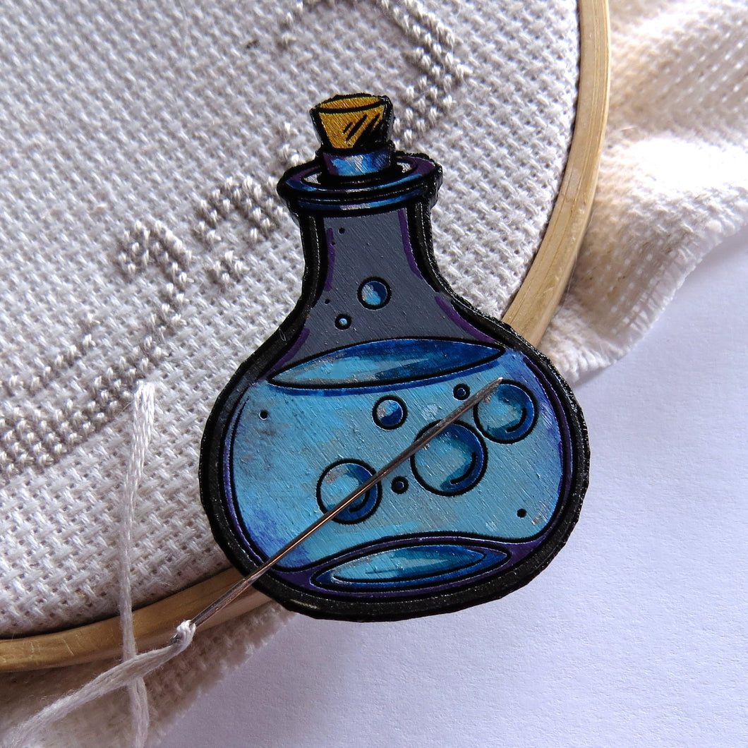 WOOD Needle Minder NOT CLAY please read description, Hand painted wood.