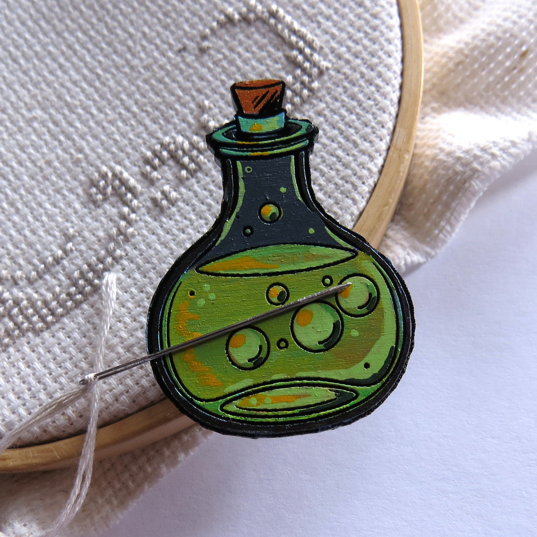 WOOD Needle Minder NOT CLAY please read description, Hand painted wood.