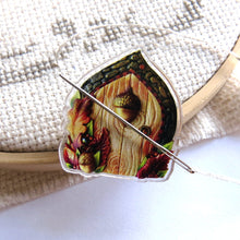 Load image into Gallery viewer, SMALL ACRYLIC Charm NOT CLAY please read description, Acorn Fairy Door Needle Minder, Magnet Cross Stitch Sewing Notion
